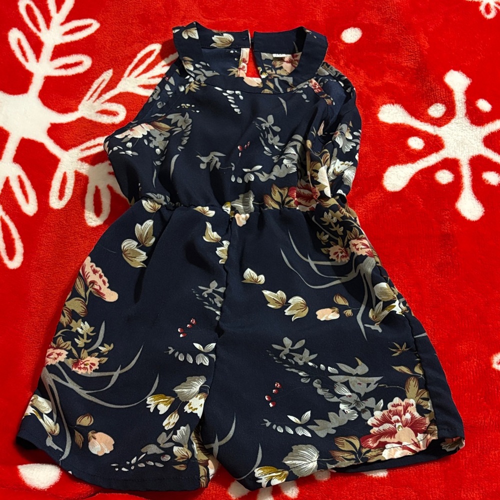 Navy Floral Romper